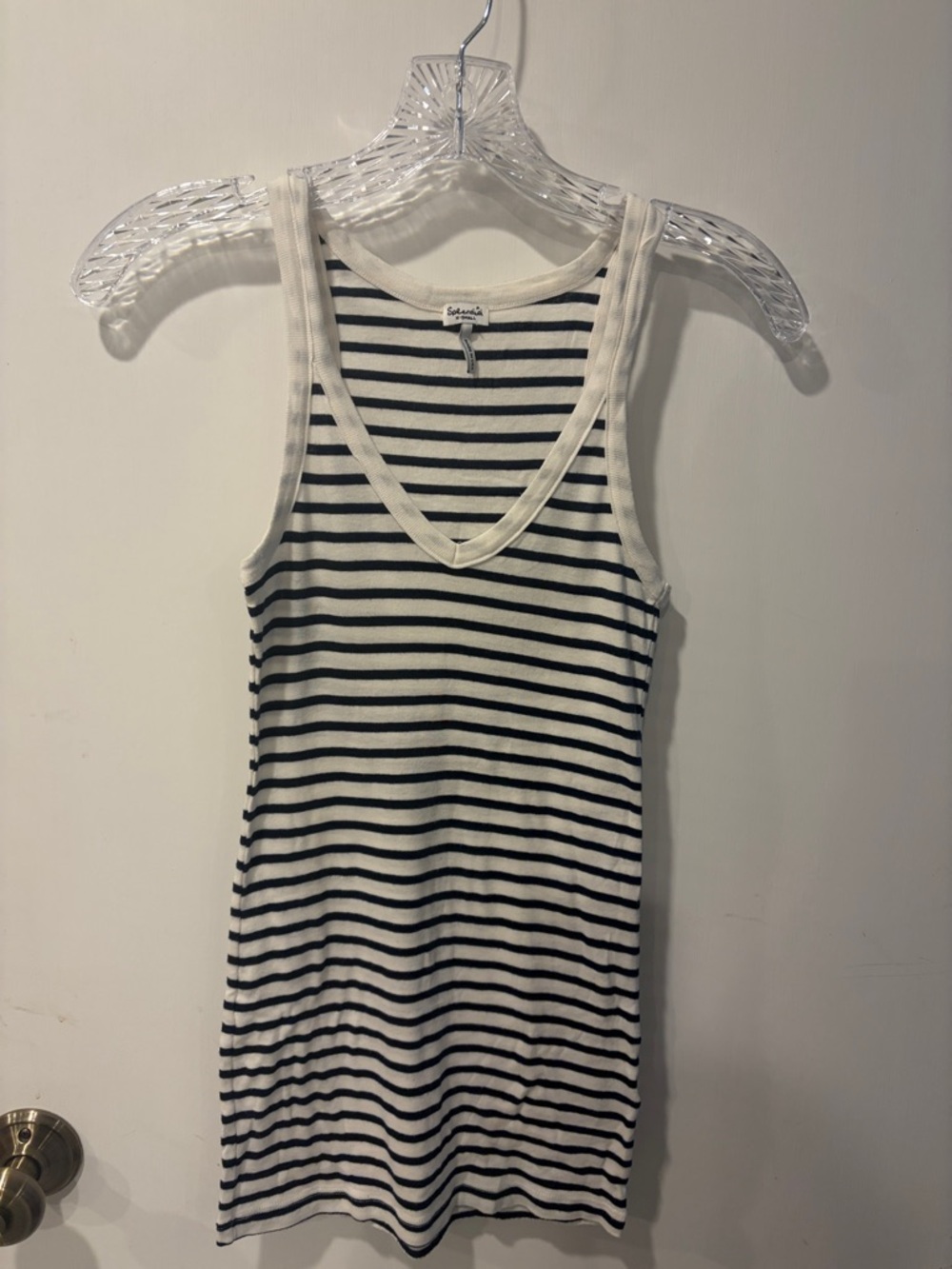 Splendid XS Striped V-Neck Tank Top - Blue & White